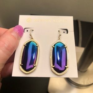 Kendra Scott Earrings - Elle Silver w/ Black Iridescent Stone (orig $65)